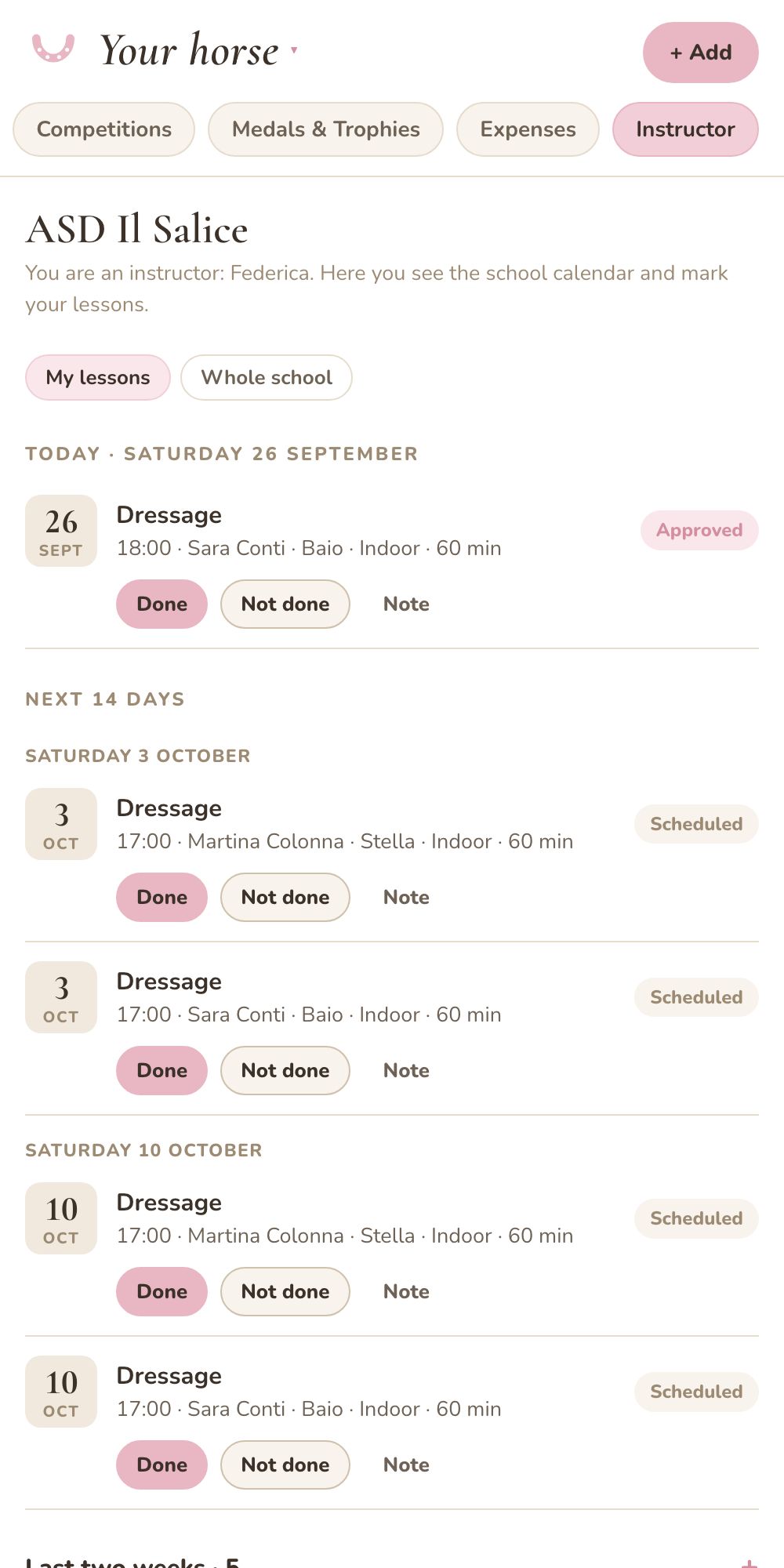 The instructor’s lessons, today and the coming days