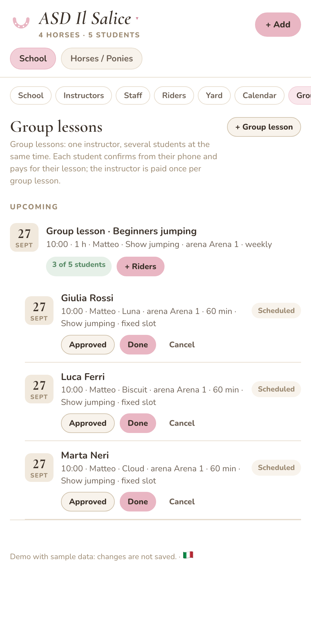 Group lessons