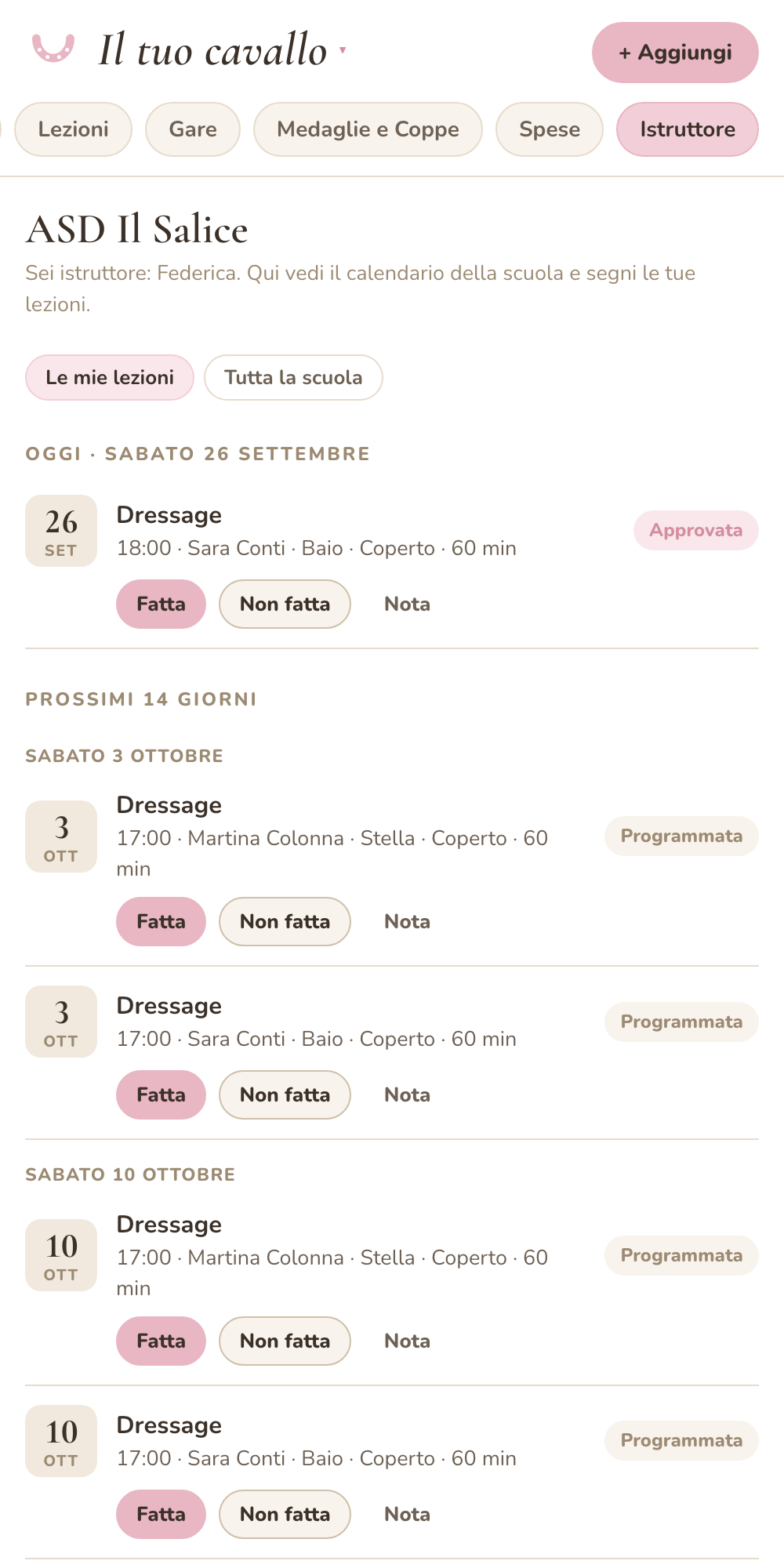 Tutte le lezioni della scuola