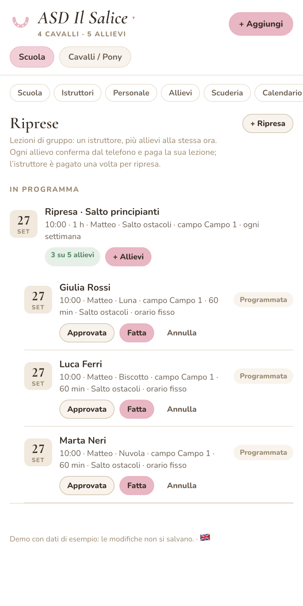 Riprese di gruppo
